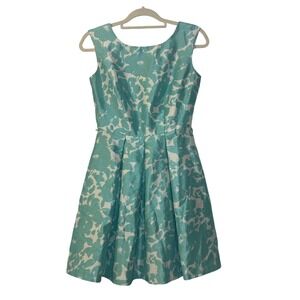 Danny &‎ Nicole Floral Fit & Flare Party Dress Sleeveless Aqua Blue Size 4